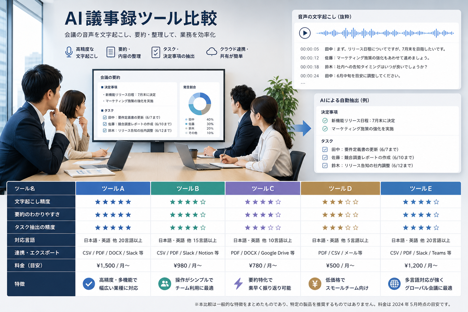AI議事録ツールおすすめ比較のイメージ
