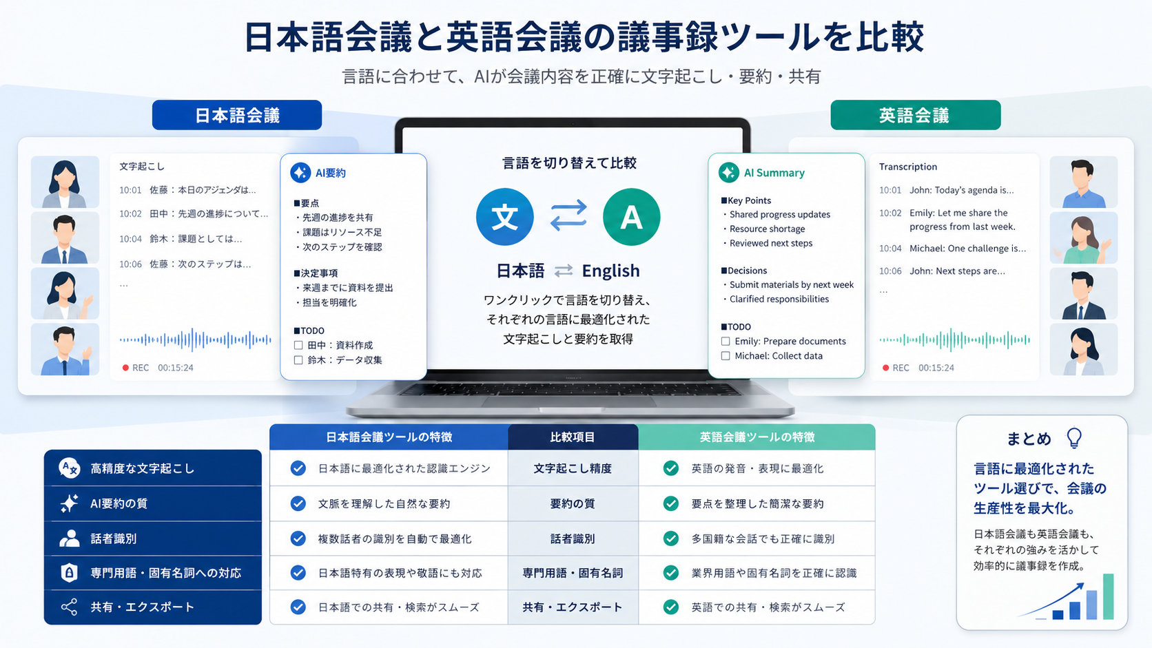 NottaとOtterを比較するAI議事録ツール選びのイメージ
