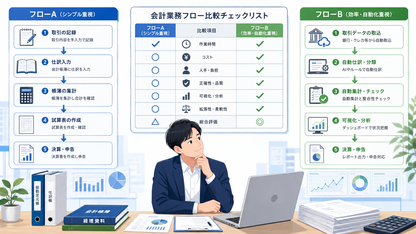 マネーフォワードと弥生を比較する会計ソフト選びのイメージ